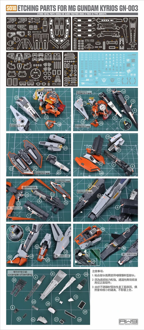 MADWORKS ETCHING PARTS -S18- MG GN-003 GUNDAM KYRIOS + WATERSLIDE DECALS