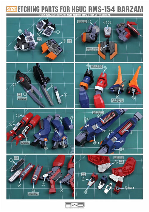 MADWORKS ETCHING PARTS -S28- HGUC RMS-154 BARZAM