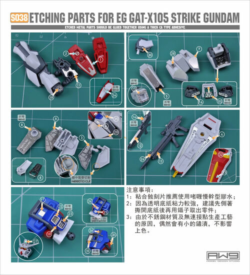 MADWORKS ETCHING PARTS -S38- EG GAT-X105 STRIKE GUNDAM + WATERSLIDE DECALS