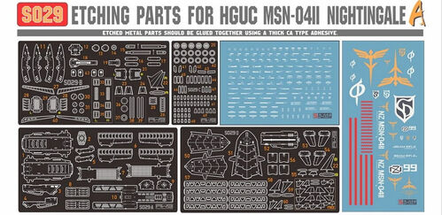 MADWORKS ETCHING PARTS -S29- HGUC MSN-04II NIGHTINGALE PART A + WATERSLIDE DECALS