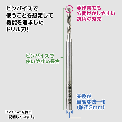 GODHAND DRILL BIT SET TYPE B (1.0MM-3.0MM SET OF 5)