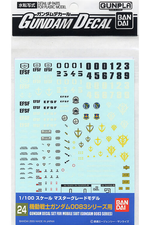 GUNDAM DECAL -024- MG SET FOR MS GUNDAM 0083 SERIES