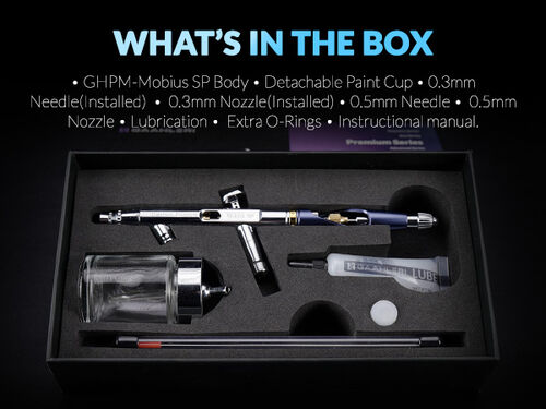 GAALHERI - AIRBRUSH PREMIUM SERIES GHPM-MOBIOUS SP 0.3 & 0.5MM SIPHON FEED DUAL ACTION