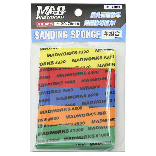 MADWORKS SANDING SPONGE 3MM - COMBO PACK #320 #400 #600 #800 #1000 4UNITS EACH