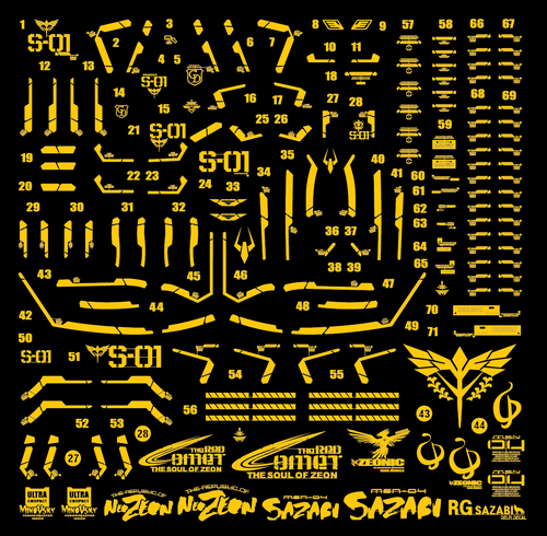 DELPI DECAL - 1/144 RG - SAZABI GOLD METAL STICKER