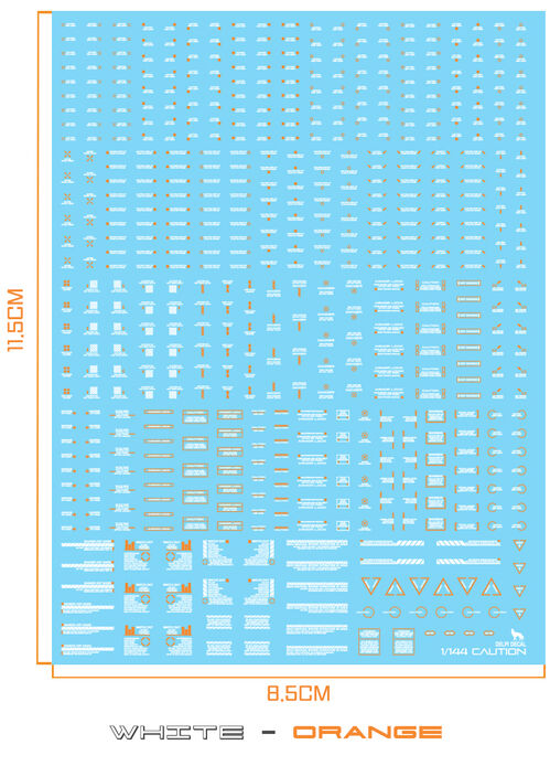 DELPI DECAL - 1/144 - MECHANICAL CAUTION WATER DECAL - WHITE + ORANGE