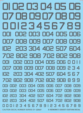 G REWORK CAUTION DECAL NUMBER SERIES 01 - GREY