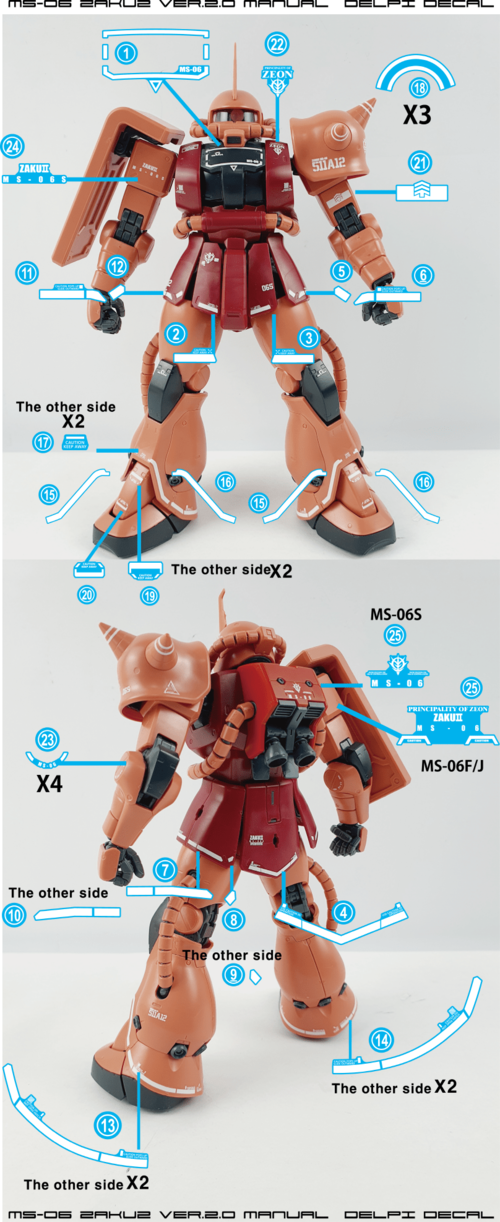 DELPI DECAL - 1/100 MG - ZAKU 2.0 WATER DECAL - DELPI VER - NORMAL