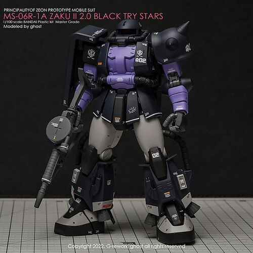 G REWORK -MG- MS-06R-1A ZAKU II -  BLACK TRY STARS